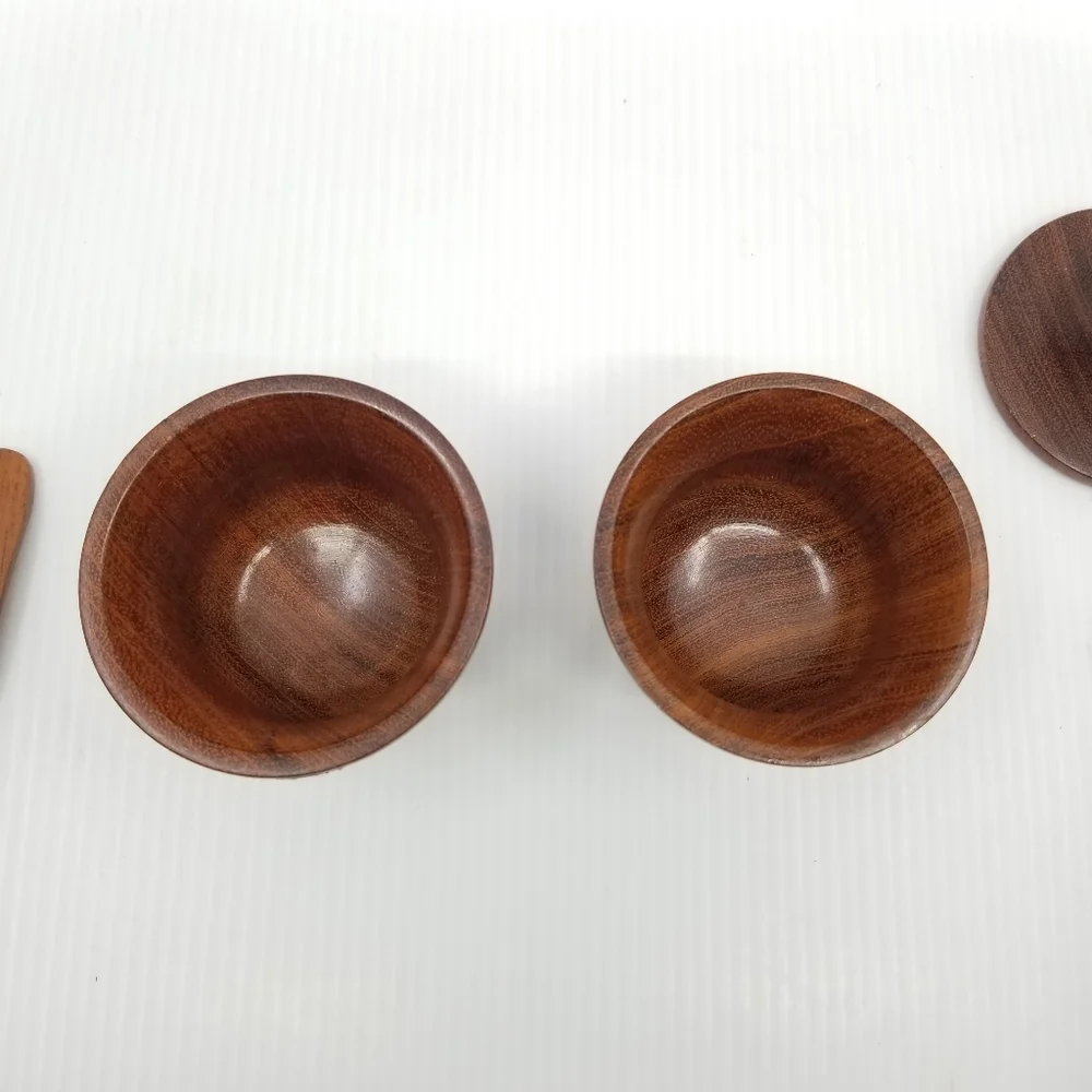Primitive Farmhouse Condiment Spice Salt Pepper Wooden Set With Spoon‎